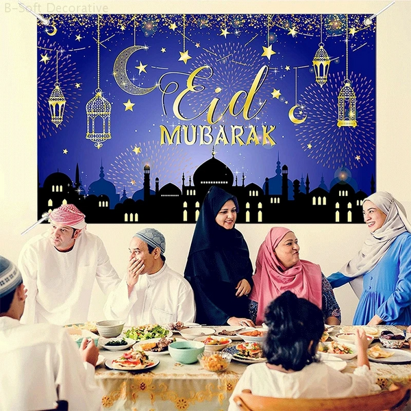 Toile arrière-plan Ads- Eid Mubarak -Décorations Festives en Vinyle pour Célébrations