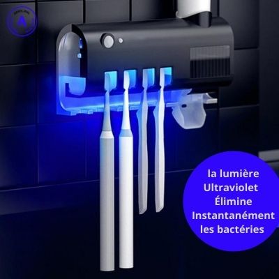 Porte-brosse à dents désinfectant aux UV avec distributeur - OptiSmile